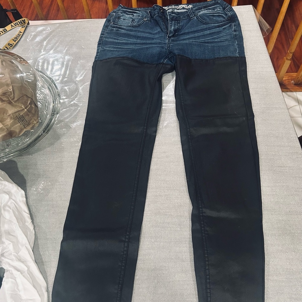 Wax Jean Women's Blue and Black Skinny Jeans